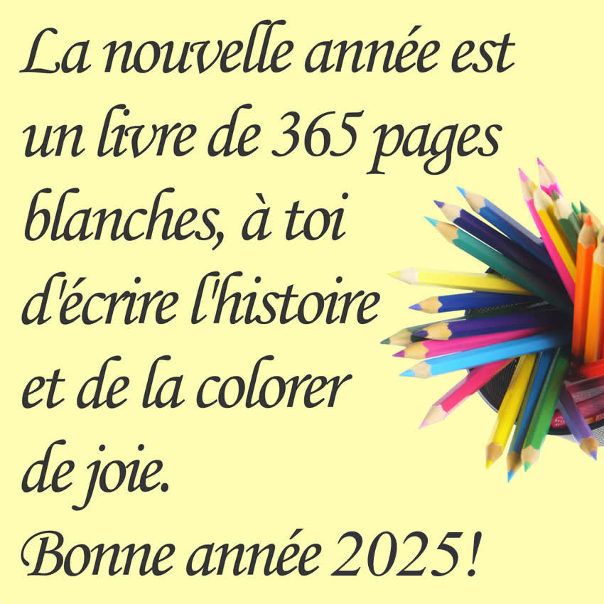 carte colorée avec citation de vœux pour l'avenir en 2025