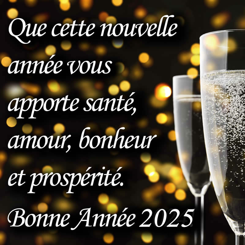 image avec deux coupes de champagne pour le toast de bons voeux à 2025