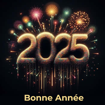 carte de voeux 2025 avec texte coloré