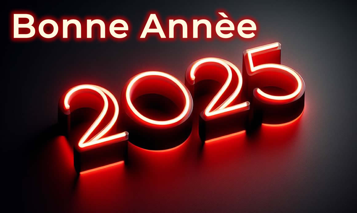 image avec un texte flamboyant pour les vœux du Nouvel An 2025