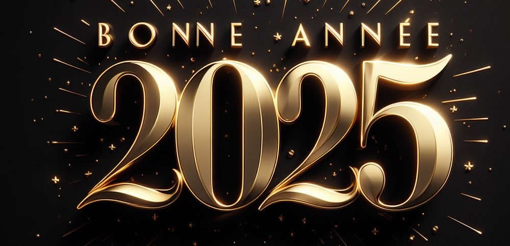 image artistique avec numéro 2025 et voeux de bonne année