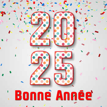 Image avec numéro 2025 et texte bonne année