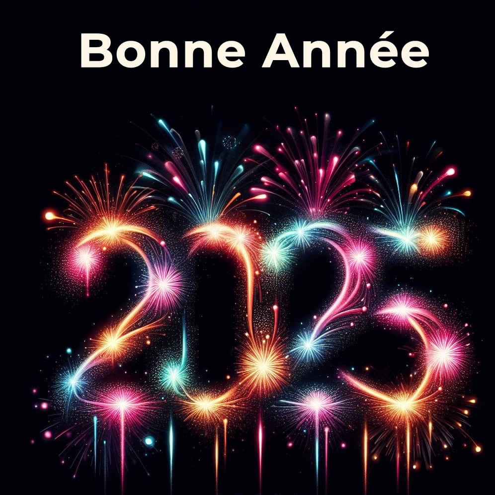 image avec des confettis colorés pour envoyer des vœux de bonne année 2025