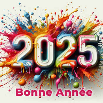 carte de voeux 2025 avec texte coloré